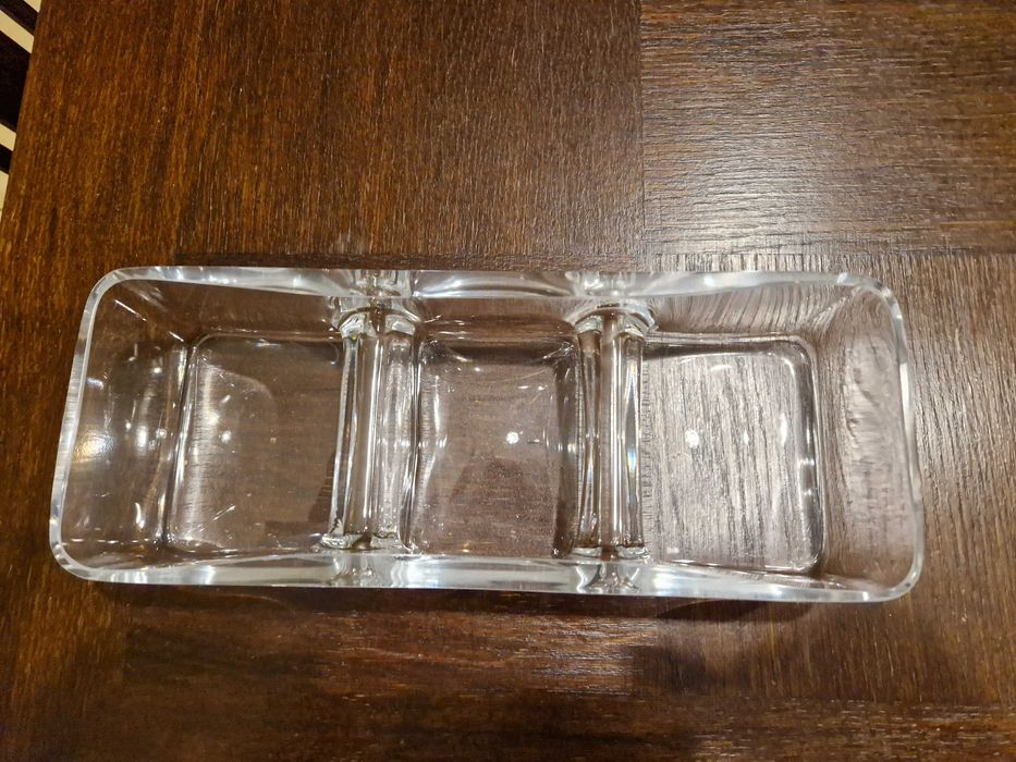 Patera , grube , ciężkie szkło,  trzyczęściowa