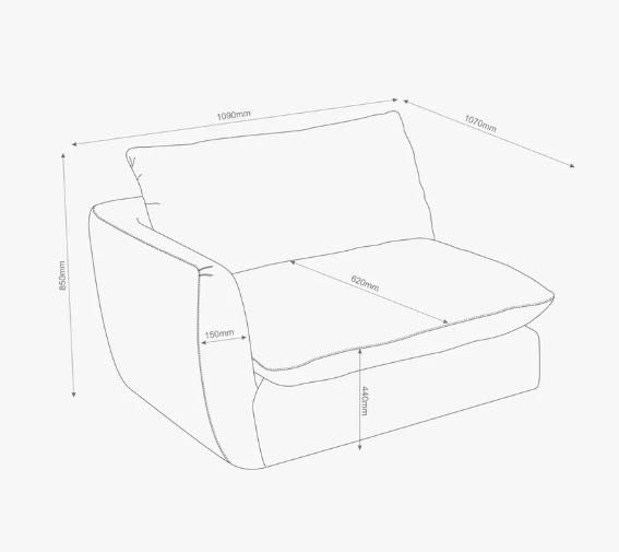 Sofá modular bege com chaise longue | Gato Preto