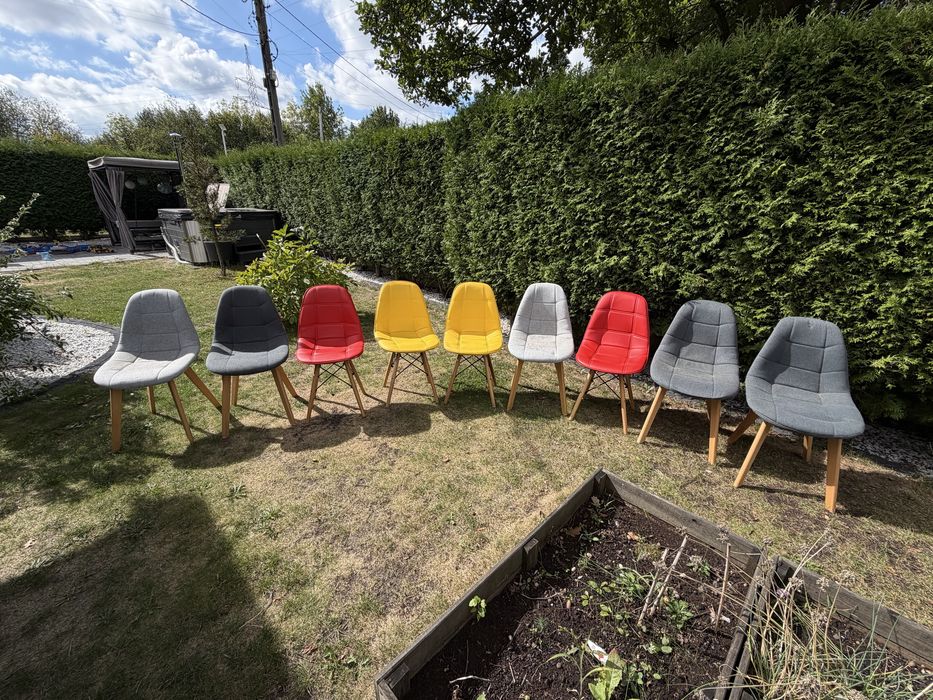 Krzeselka materialowe i skorzane eco 9 sztuk OKAZJA