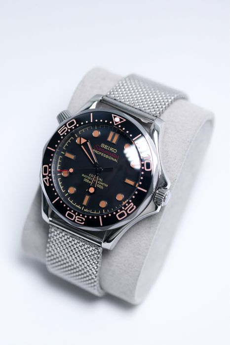 Zegarek Custom Mod Seamaster Black Orange 007 Seiko Mod