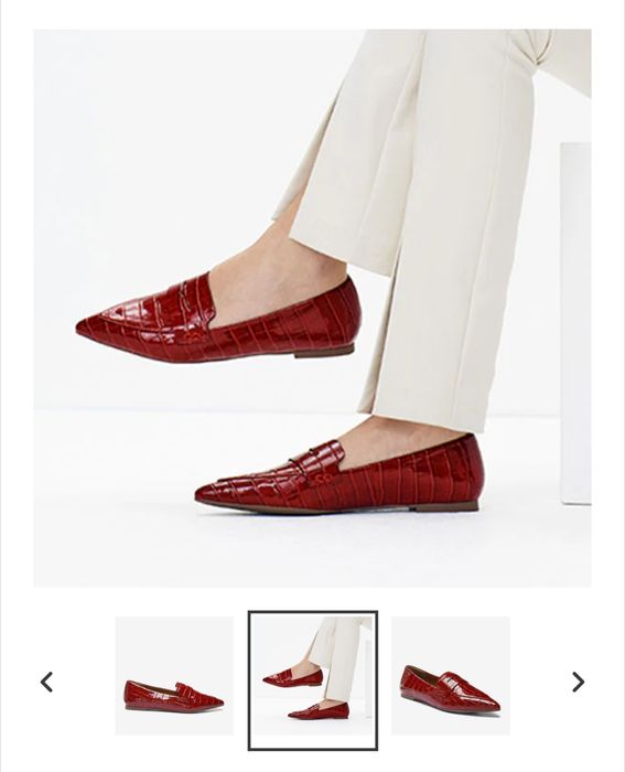 Червоні лофери з гострим носком Forever Comfort