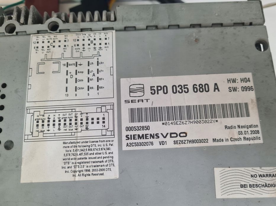 Radio Rns510 5p0035680a seat leon 2 altea toledo iii nawigacja