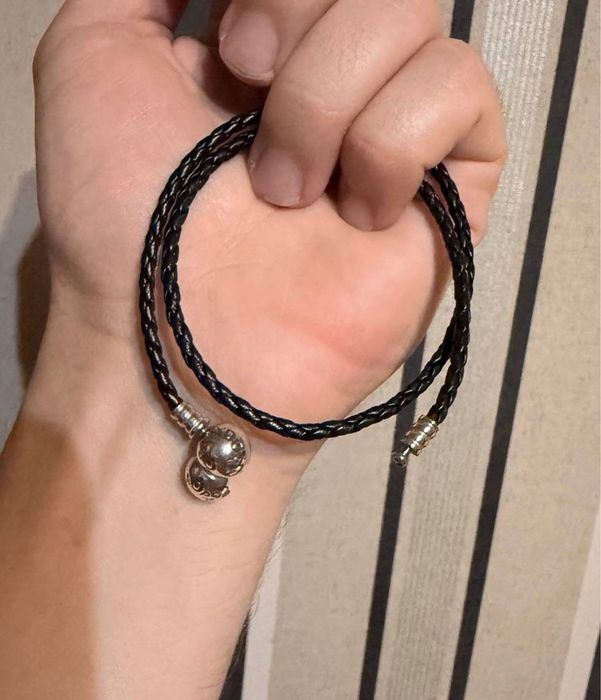 Браслет Pandora серебро кожа