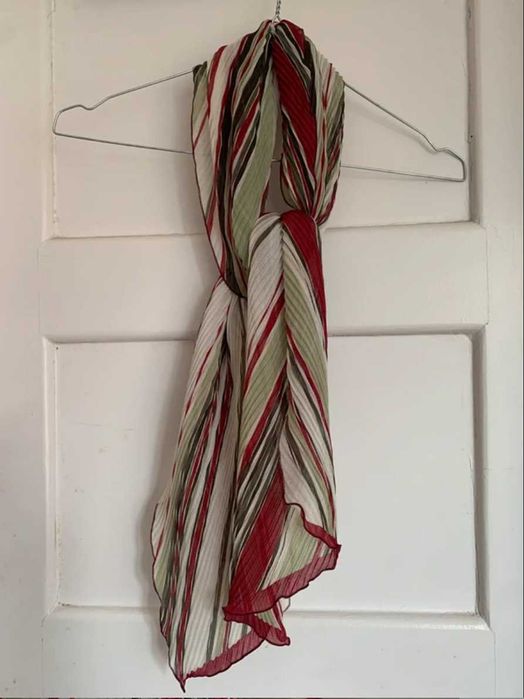 Lenço Viyella bordeaux, branco, verde 142 x 30 cm