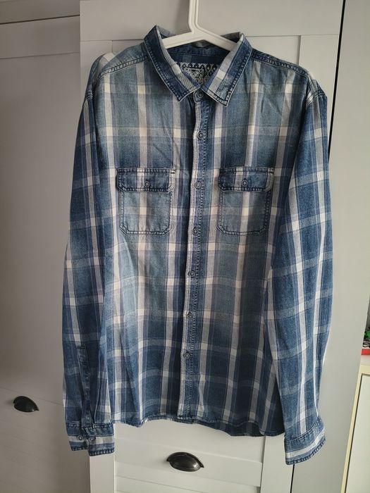 Koszula męska a'la jeans w kratę OVS r. XXL