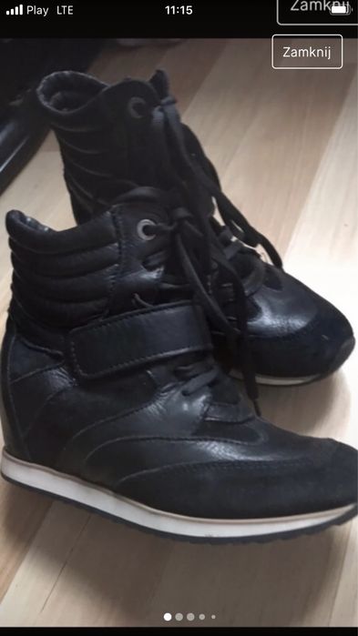 Simple botki skórzane r. 38/24 z wbudowanym koturnem.