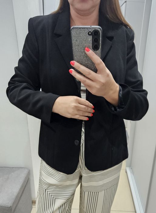Czarny klasyczny prosty żakiet marynarka Nicole 42 L-xl