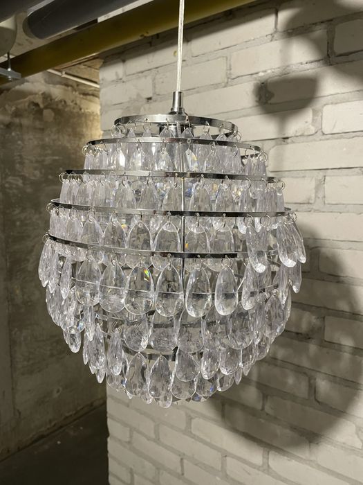 Lampa wisząca  E27 srebrna krysztalki