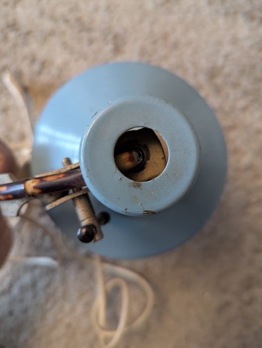 Lampka PRL błękitna biurkowa Metal-Mot