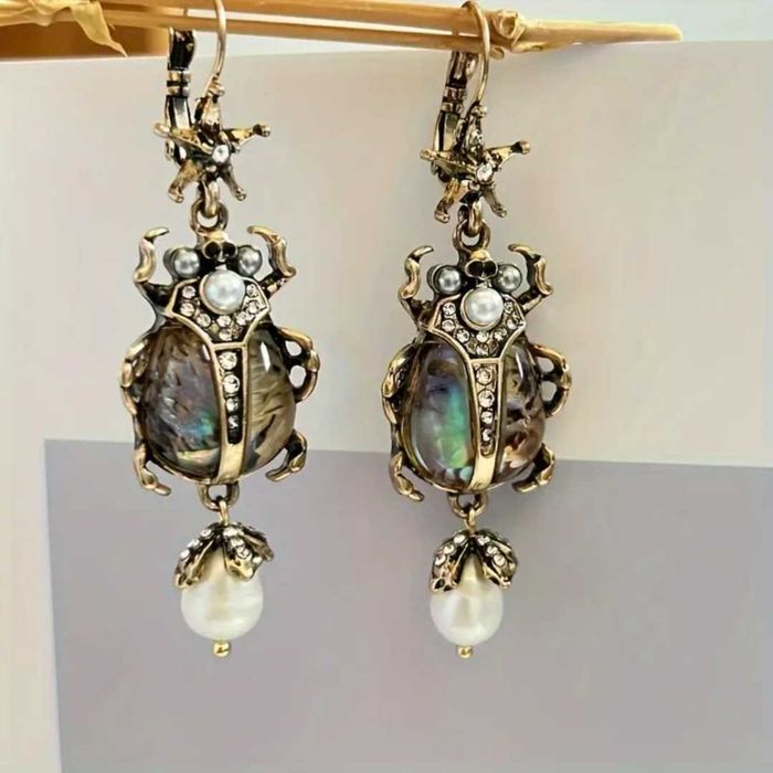 Сережки з перлами для води з Опалом та Кристалами