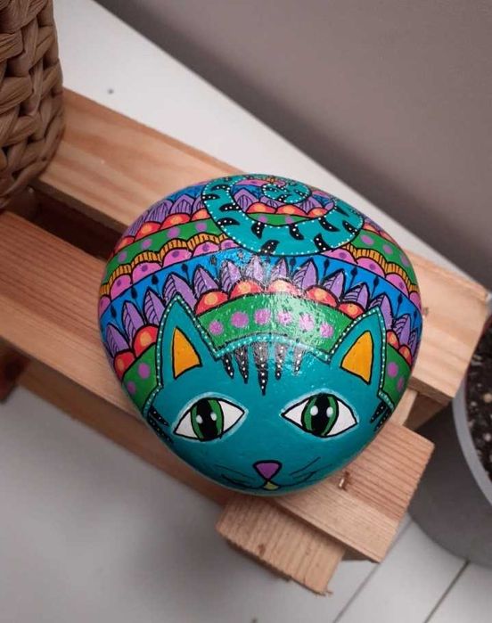 Malowany kamień, Rękodzieło, Kot, Kotek