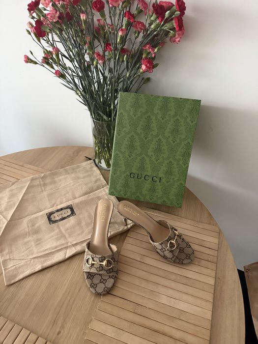 Klapki Gucci Horsebit Sandały GG Szpilki