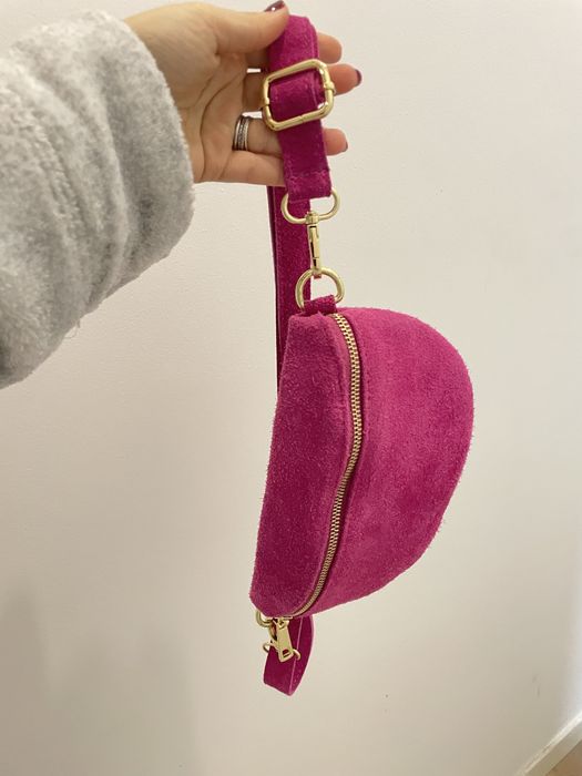 Bolsa cor de rosa em pele