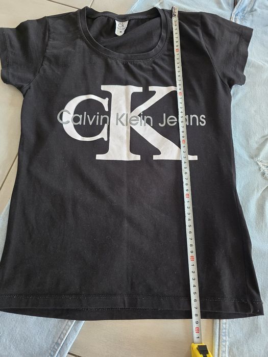 Jeansy H&M + t-shirt CK, r.152, XS, 34