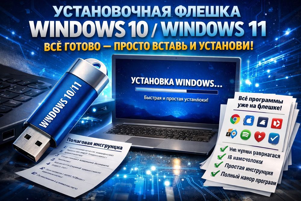 Установочная флешка Windows 10 / Windows 11 — всё готово, просто встав