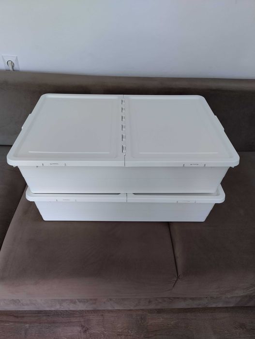 Ikea Sockerbit 2 Białe Pojemniki z Pokrywą 50x77x19