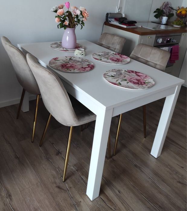 Stół biały ława 130x80 190x80