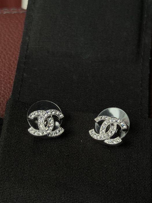 Серьги chanel мини в сепебре полный комплект