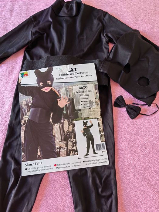 Fato de Carnaval Disfarce de Menina Gato Preto (Tamanho 120/130 cm)