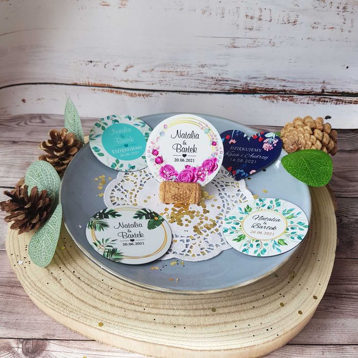 Magnesy z woreczkiem - podziękowania dla gości, Ślub, Wesele