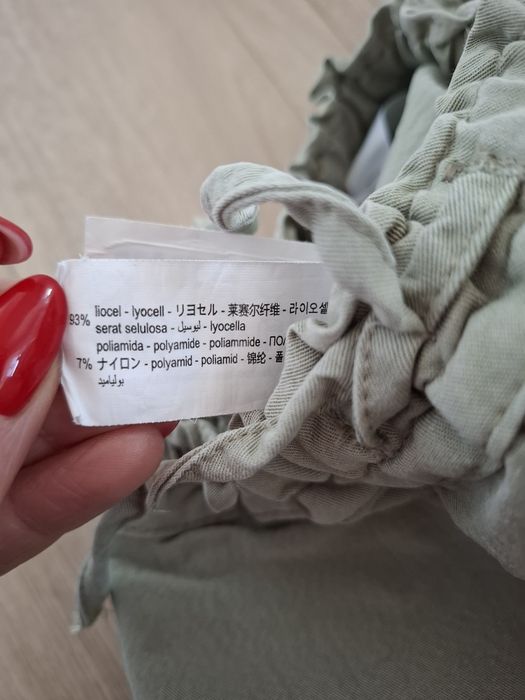 Zara 116 szerokie spodnie lyocell cargo  kieszenie bojówki