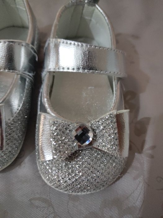 Сріблясті серебряные пинетки на фотосессию пінетки Pamily 18 розмір