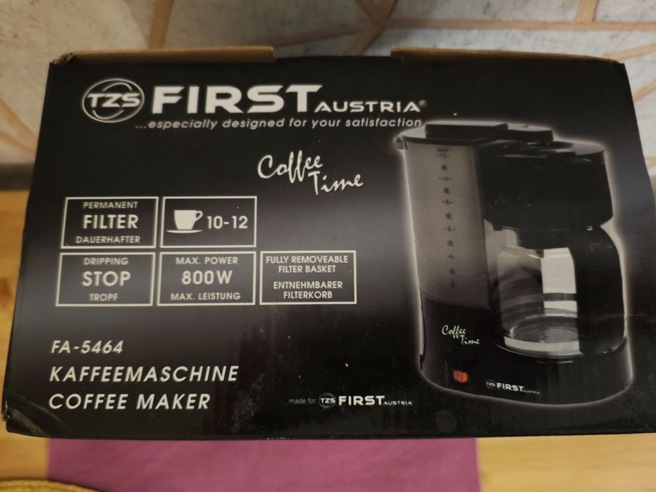 Ekspres przelewowy First Austria FA‑5464 10–12 filiżanek, moc 800W