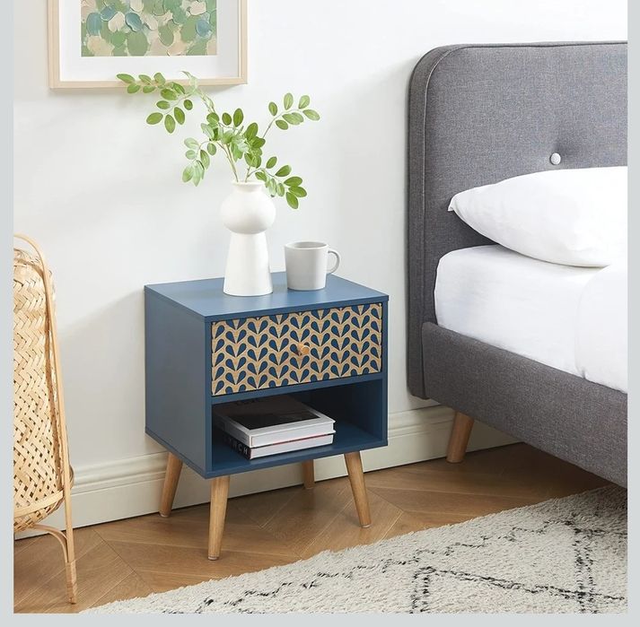 Baïta Capucine Stolik Nocny, Niebieski, 40 cm