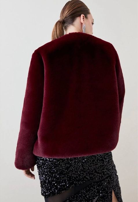 Винна жіноча шуба зі штучного хутра orsay