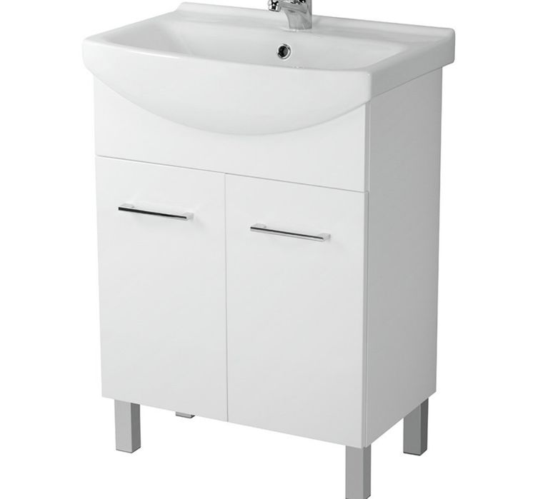 Cersanit Szafka lazienkowa z umywalka biala i bateria