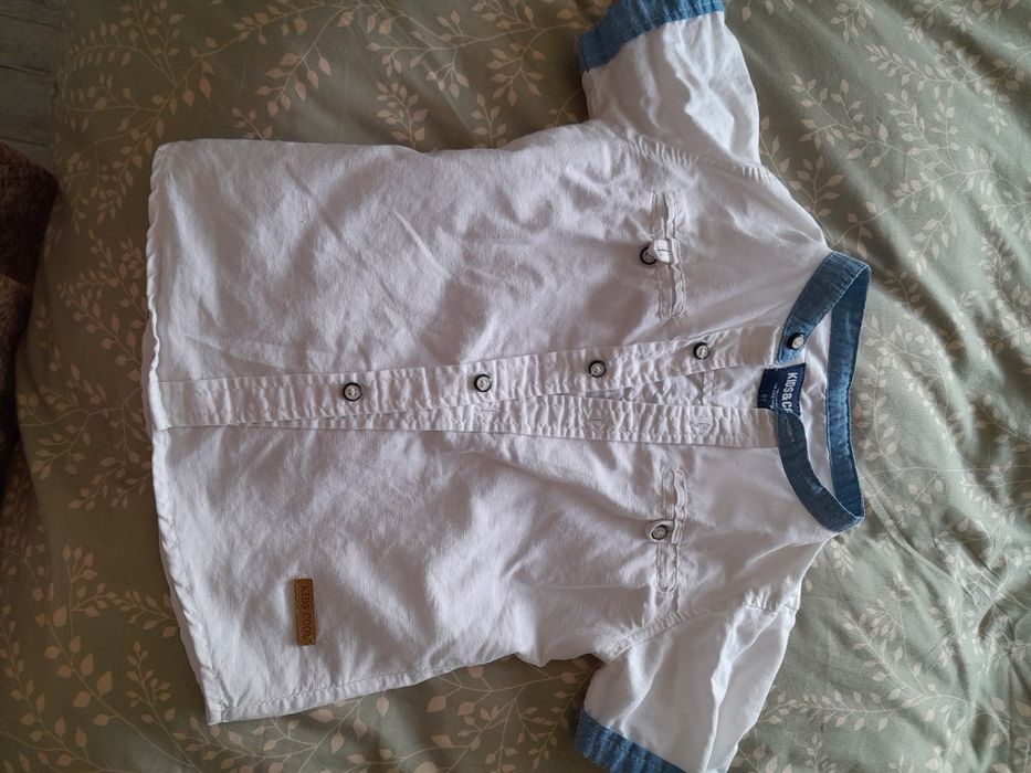 Koszula że stójka chłopiec 122/128 len i bawełna