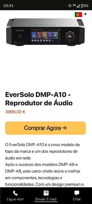 Topo de Gama Eversolo DMP-A10 Streamer Dac Pre Amplificador