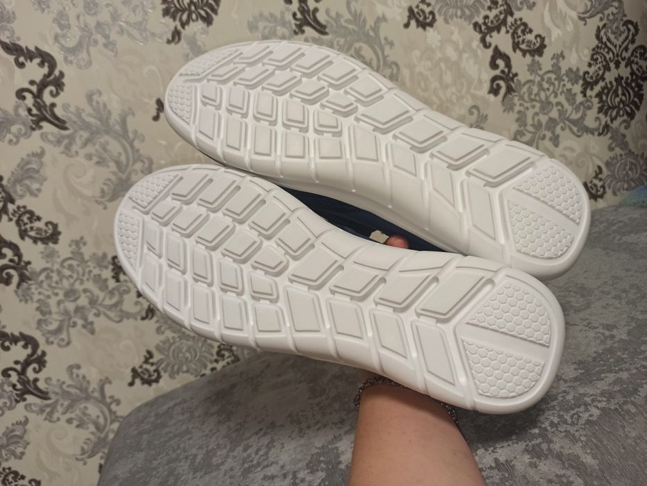 Мокасины синего цвета текстиль. размер 47