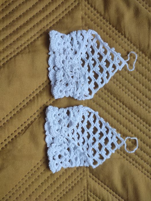 Mitenki - piękne bawełniane szydełkowe rękawiczki rozmiar S