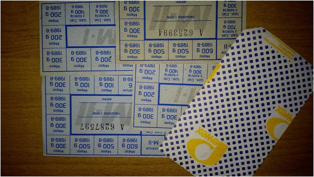 100% Oryginalne Kartki Na Mięso PRL Reglamentacja Towarów 1989 WYSYŁKA