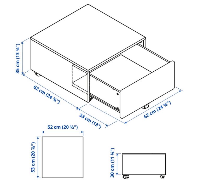 Caixa de arrumação com rodas