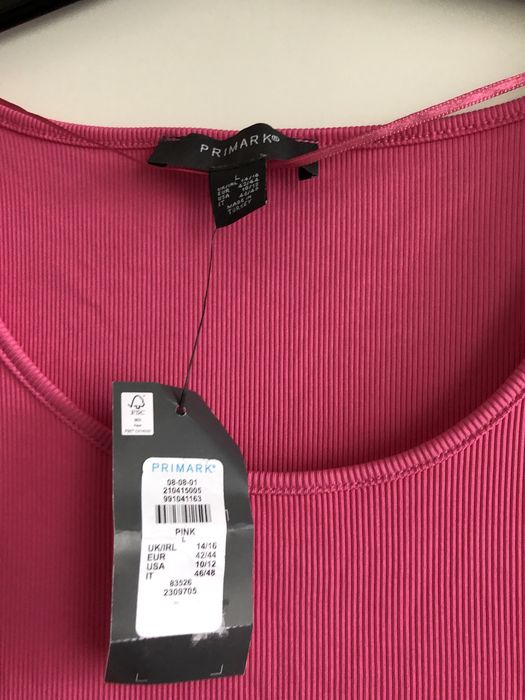 Body primark prazkowane L XL 16 14 rozowe krotki rekaw