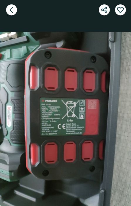 Wiertarka udarowa Parkside 20V X20 Team bateria 2Ah + ładowarka NOWA
