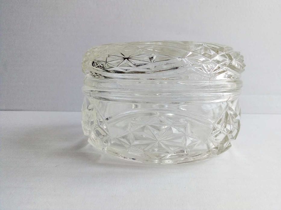 szklane puzderko Hortensja vintage PRL