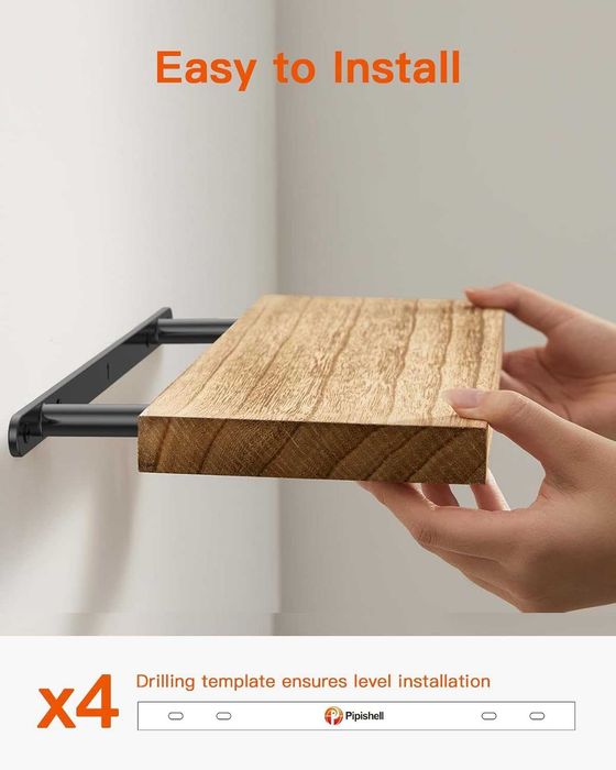 Półki wiszące Pipishell, półki ścienne 40 cm zestaw 4 szt