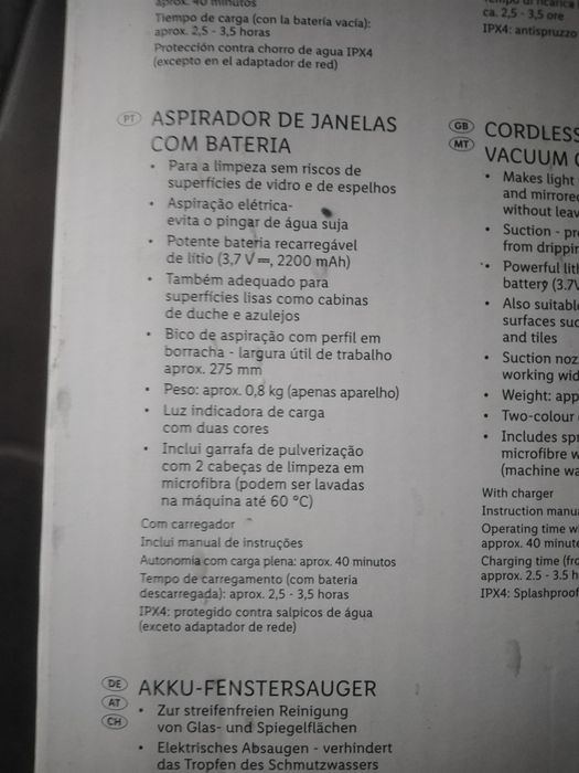 Aspirador de janelas com bateria