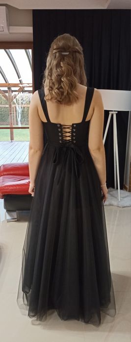 Czarna sukienka rozm. M tiul gorset balowa elegancka 18 studniówka