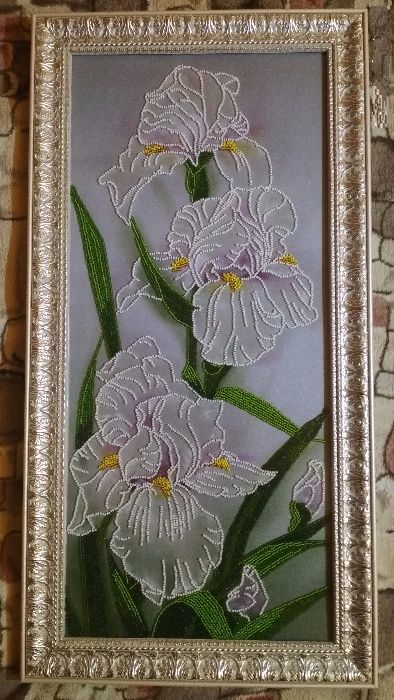Картина вишита бісером Іриси