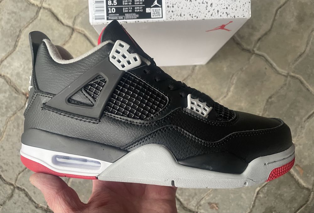 Air Jordan 4 Retro Bred Reimagined Lether шкіра кожа 36-45 в наявності