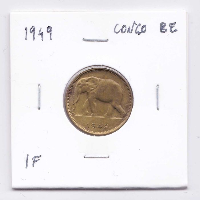 moeda 1949 Congo Belga 1 franco Elefante