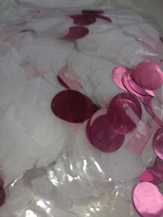 Весільні білі серця з рожевими блискітками,1500шт. для фото святкувань