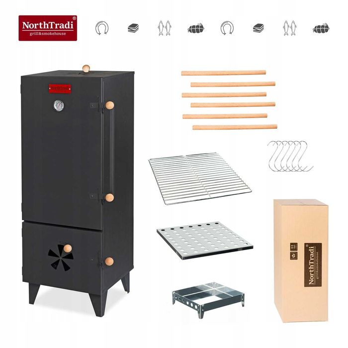 Wędzarnia Ogrodowa Domowa Stalowa 2w1 PREMIUM – GRILL + WĘDZARNIA