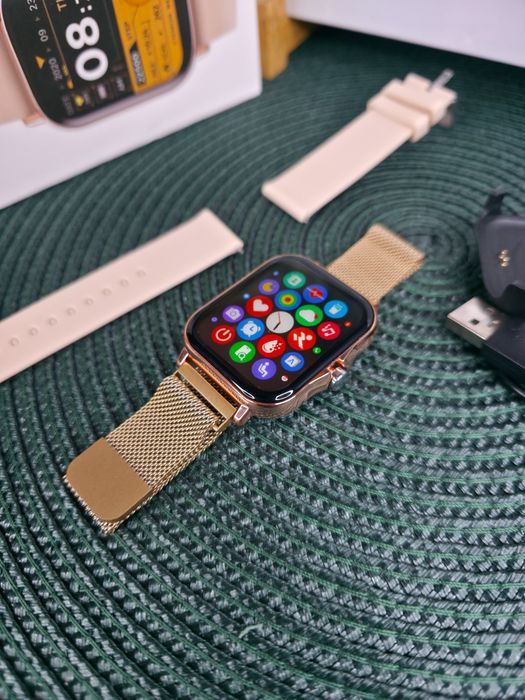 Złoty Smartwatch Damski LIGE 5, Połączenia Bluetooth 2 paski NOWY