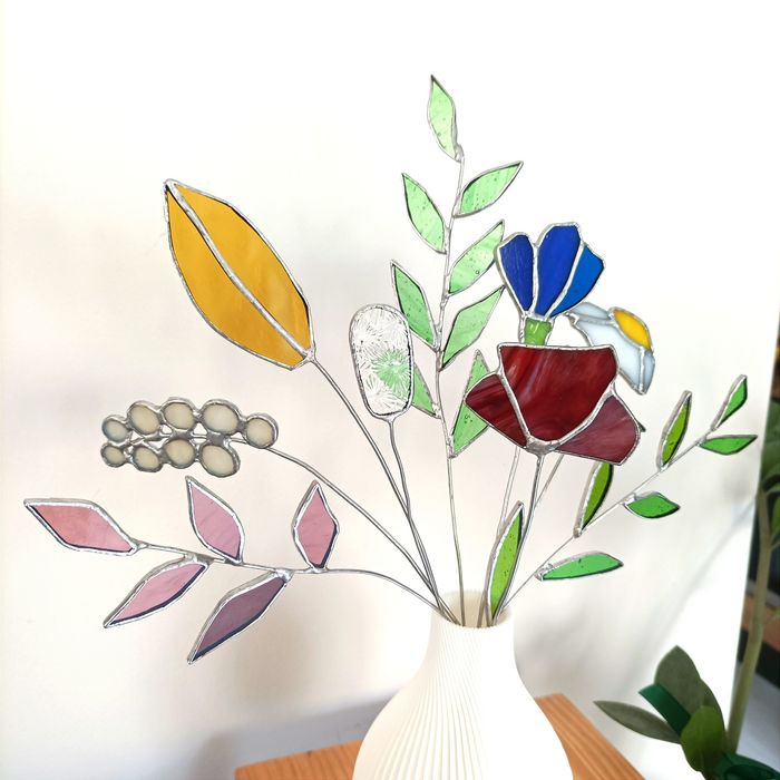 Bukiet kwiatów polnych witraż szkło