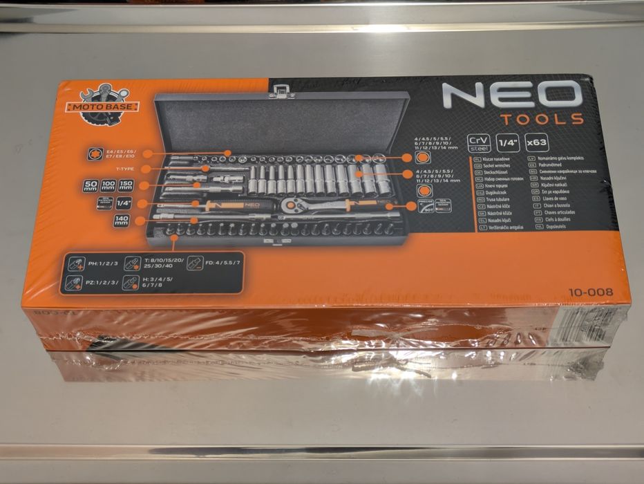 NEO TOOLS Zestaw kluczy nasadowych 1/4" 63 el. 10-008
